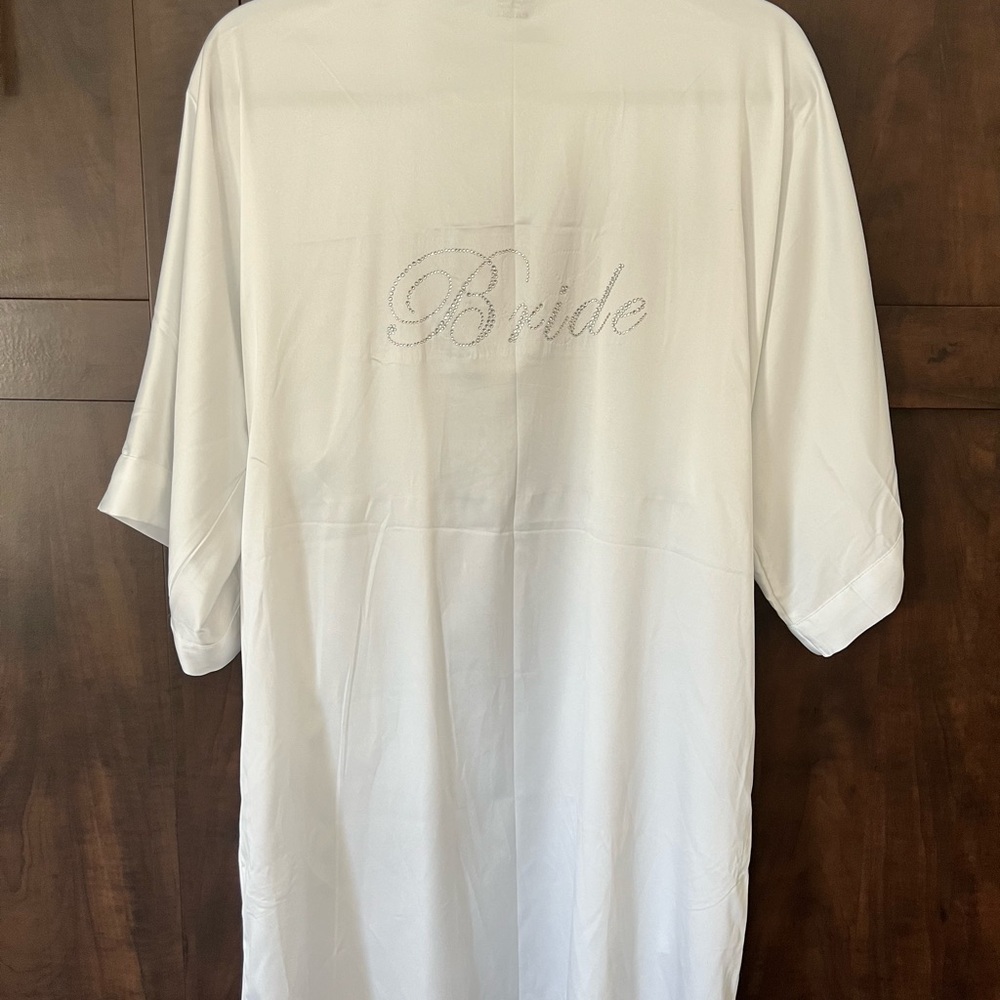 White “Bride” silk-like robe